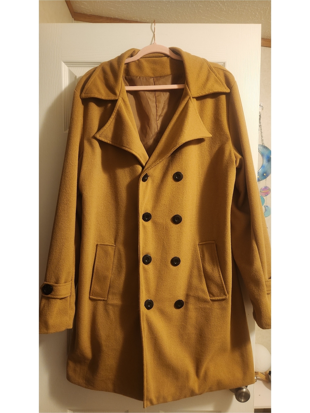 Women's Double-Breasted Camel Color Dress Coat